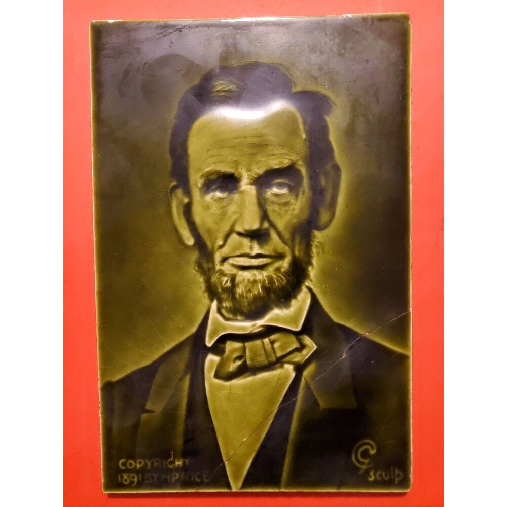 Antique 1909 Abraham Lincoln Centennial Portrait Tile Sherwin & Cotton Staffords